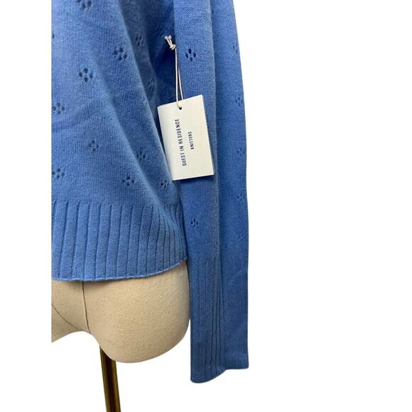 NWT! Guest In Residence Shrunken Pointelle Crew in French Blue M - Picture 11 of 11